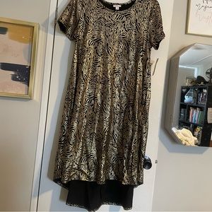 LuLaRoe Elegant Gold Metallic Carly Dress M